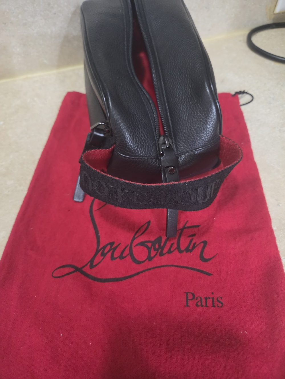 Christian Louboutin Black Leather Men's Travel Toiletry Bag - Picture 2 of 7